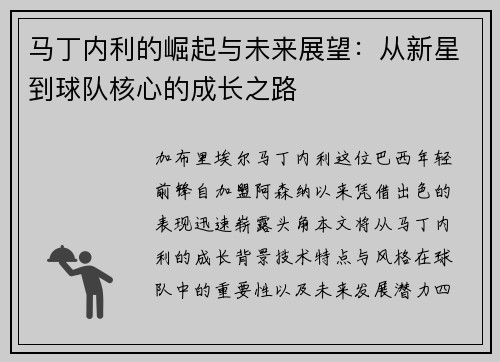 马丁内利的崛起与未来展望：从新星到球队核心的成长之路
